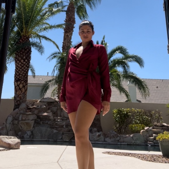 Happy Hour Mini Dress - Burgundy - Picture 5 of 11